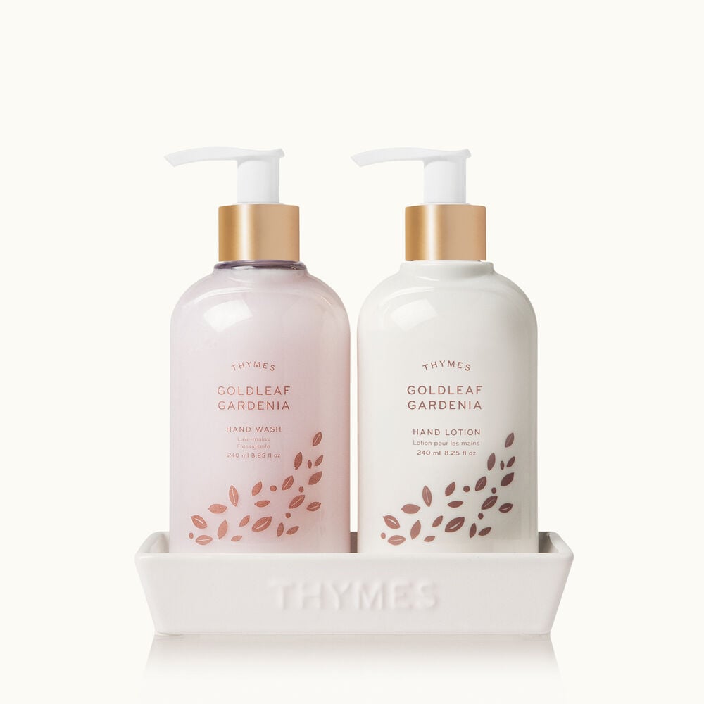 Thymes Goldleaf Gardenia Sink Set with Hand Wash and Lotion image number 0